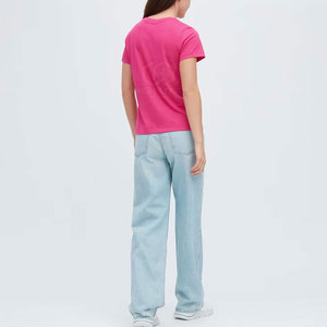 Camisetas de media manga para mujer al mejor precio, algodón/fibra de bambú, secado rápido, transpirable, diseños de colores personalizados, ropa de calle elegante - Product Image 3