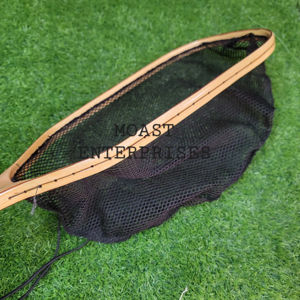 Filet d'atterrissage de pêche à la mouche en plein air Filet à truite Cadre en bois avec filet en caoutchouc Filet coulé à la main Thor Filet de pêche à la truite - Product Image 1