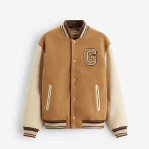 Vente en gros Veste universitaire de haute qualité pour hommes Chenille Broderie Manches en cuir Veste universitaire Letterman Baseball personnalisée - Product Image 1