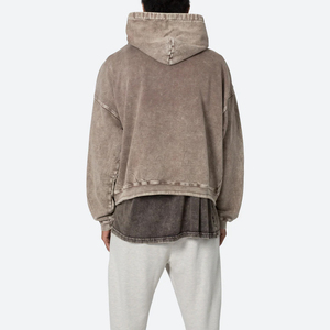 Dernier design, sweat à capuche pour homme délavé à l'acide, vintage, lourd, en molleton français, pull-over 100% coton, uni, teint, sweat à capuche d'hiver - Product Image 4