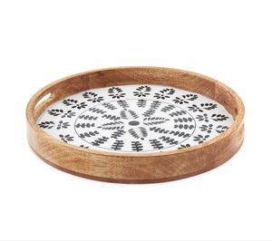 Bandeja decorativa de alta demanda para servir desayuno sorpresa para el hogar Bandeja de madera real de Calidad exclusiva con asas de metal - Product Image 4