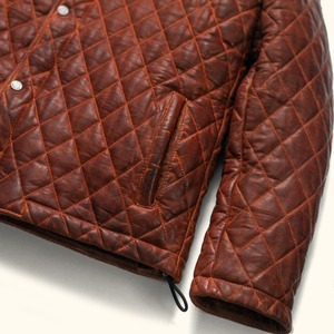 Chaqueta acolchada de cuero genuino marrón desgastada Ropa de invierno Chaqueta de moda para exteriores Chaqueta personalizada para hombres - Product Image 3