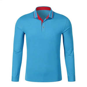 Vente en gros taille personnalisée hommes 100% coton pour polos solide haute rue contraste couleur manches longues techniques brodées - Product Image 2