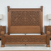 Cadre de lit pliable et réglable en bois massif de qualité supérieure avec rangement et design sculpté à la main – Mobilier de chambre moderne