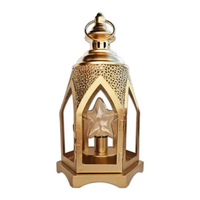 Magnifique lanterne pour la décoration du Ramadan, porte-bougie, très demandée, lanterne en métal haut de gamme plaquée or, prix de gros 2025