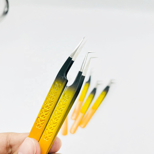 Pinzas antimagnéticas de acero inoxidable recubiertas de arcoíris Premium, mango cómodo, punta suave para extensiones de pestañas personalizadas - Product Image 2