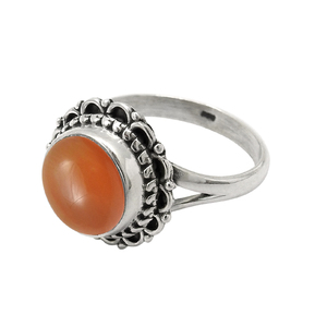 Pierre précieuse de cornaline naturelle de qualité supérieure Bague de forme ronde en argent sterling 925 Conception personnalisée Fabricant de bijoux Inde - Product Image 1