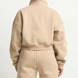 Color sólido Mujeres Media cremallera Sudaderas Manga larga Calidad superior Mujeres Cuarto Zip Pullover Sudaderas con bolsillos - Product Image 3