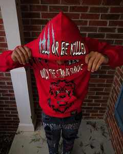 Sweatshirts à capuche en coton biologique 100% pour hommes, coupe ample, imprimés, parfaits pour l'automne et l'hiver, teintes unies - Product Image 3