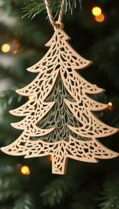 Adorno colgante de Navidad de madera rústica para decoración del hogar con diseño de patrón festivo pintado a mano - Product Image 6