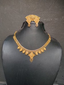 Nouvellement Arrivée 22K Plaqué Or Collier Boucles D'oreilles Bague Ensemble avec Ensemble De Bijoux De Style Traditionnel À Vendre Par Les Exportateurs - Product Image 3