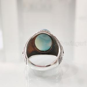 Wholesale <b>Mens</b> <b>Ring</b> Natural Dominican Larimar Gemstone Birthstone <b>Ring</b> All Sizes Arabic Wedding Jewelry 925 Sterling <b>Silver</b> <b>Ring</b> - Product Image 5