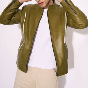 แจ็กเก็ตบอมเบอร์หนังแท้สำหรับผู้ชายแจ็คเก็ตฤดูหนาวระบายอากาศได้ดีกันน้ำมีโลโก้ด้านหน้า - Product Image 1