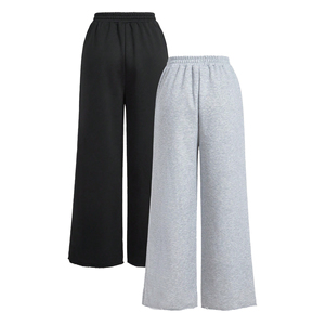 Pantalones Deportivos de Pierna Ancha Negros Desgastados, Estilo Casual, Cintura Media, 100% Poliéster, Talla Grande, Servicio OEM, Gran Venta 2026 - Product Image 2