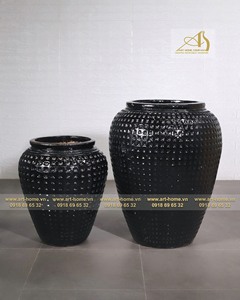 GL101H90-BL de pot en céramique émaillée de sophistication élégante pour la maison pour la plantation de paysages artistiques de décor de jardin en noir - Product Image 4