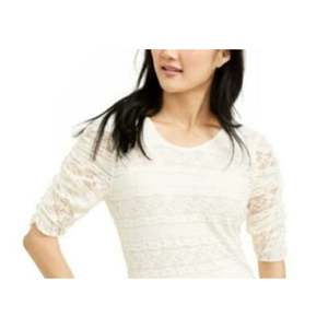 Camicetta Casual da Donna American Rag con Laccetti Posteriori in Pizzo, Bianca, Taglia Media, Ricamata, Top da Ufficio in Seta, Stile Formale - Product Image 2