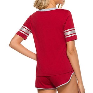 Solid Spring Summer Woman Fitness Jogging <b>Twin</b> <b>Set</b> For Girls Ladies Shorts With Loose t-shirt ready to ship low MOQ - Product Image 3