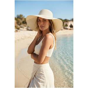 Wide Brim Cream Knit Pattern Fashionable And Functional <b>Hat</b> Sun Protection Hsr2005 - Cream - Product Image 4