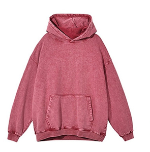 Sweat à capuche délavé pour homme, 35% polyester 65% coton, épais, streetwear, coupe classique, fermeture éclair, épaules tombantes - Product Image 1