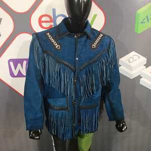 Best Looking OEM <b>Men's</b> Winter Casual Fringe <b>Suede</b> Leather <b>Jacket</b> High Quality Genuine Western Style Stand Collar Cowboy Style - Product Image 3