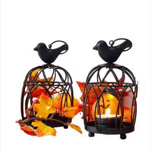 Lanterne ronde en fil métallique noir et doré de gros en Inde avec poignée Porte-bougie Lanterne pour l'éclairage et la décoration de fête - Product Image 1