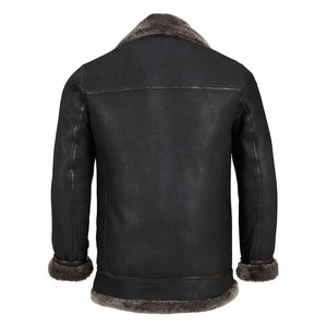 Shearling Sheepskin Bomber <b>Jacket</b> Warm Winter <b>Fur</b> Collar Coat Custom Wholesale Genuine Leather Outwear leather <b>jacket</b> <b>for</b> <b>men</b> - Product Image 4