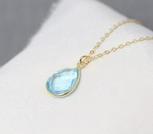 Topaze bleue collier de pierres précieuses à facettes 7x10mm décembre pierre de naissance pendentif 925 argent plaqué romantique bijoux pour femmes - Product Image 5