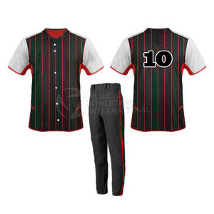 Conjunto de uniforme de béisbol duradero con jersey de múltiples paneles y pantalones de punto doble uniforme de béisbol con cuello en V - Product Image 1
