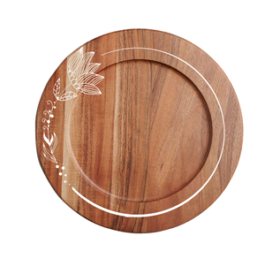 Assiettes à dîner rondes en bois d'acacia Assiettes de présentation en bois naturel légères pour l'utilisation de Pizza de dessert de salade de collation de plat - Product Image 5