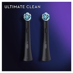 Oral-B IO Ultimate Clean Replacement Brush <b>Heads</b> with Medium Bristle Rechargeable <b>Black</b> 2 Count for Plaque <b>Removal</b> - Product Image 4