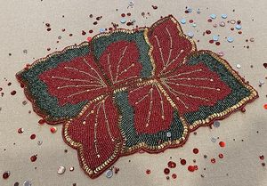 Winter Special Solidarity Impex Hand <b>Beaded</b> <b>Placemat</b> Red Green Butterfly Shape for Festive Weddings & Parties Solid Table Decor - Product Image 5