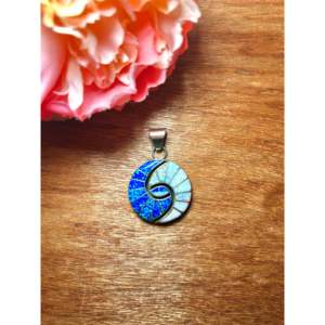 Zuni Handmade <b>Opal</b> & Sterling Silver Pendant with Rhodium Plating Rose Gold Religious Charm Pendant Jewelry - Product Image 1