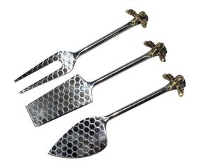Juego de cuchillos de queso de 3 piezas de acero inoxidable con patrón de Peine de miel de alta calidad a precio mayorista - Product Image 3