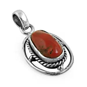 Colgante de Coral Rojo de Plata 925 con Diamante y Amatista, Joyería Religiosa Hecha a Mano con Piedras Preciosas para Mujer - Product Image 3