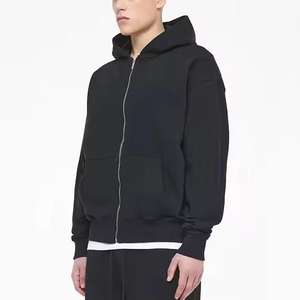 Vente en gros de sweats à capuche personnalisés brodés avec impression et fermeture éclair à glissière 420Gsm Heavyweight Blank Zip pour hommes - Product Image 3