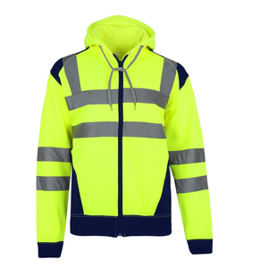 Chaqueta reflectante de lana con capucha y cremallera de seguridad de alta visibilidad de calidad superior para hombres - Product Image 5