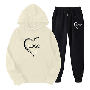 Wholesale Custom Print 100% Cotton Winter Sweatsuit Hoodie Set Men Custom Logo Embossed/Embroidery Jogging Tracksuit Set Running - Product Image 6