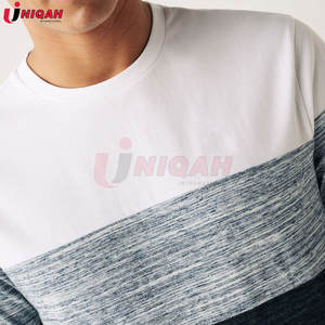 Elegante Camiseta de manga corta con bloque de color con cuello redondo acanalado y logotipo bordado personalizado, ropa informal de corte regular - Product Image 4