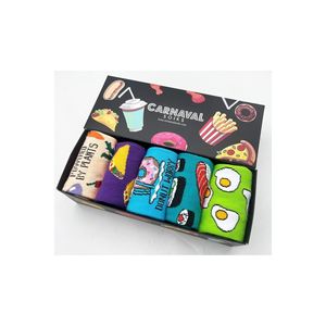Fast Food Patterned 5-Piece Socket <b>Sock</b> <b>Box</b> for Boys Lightweight Breathable Silk Knitted <b>Socks</b> Custom Logo for Daily Use Winter - Product Image 1