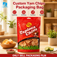 Sachet d'emballage personnalisé imprimé en gros pour chips de patate douce et chips de pomme de terre, à fermeture éclair 3 côtés, avec fenêtre, en composite plastique métallisé