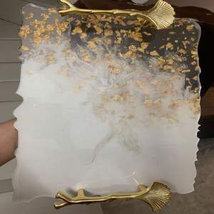 Plato de servir de resina artística, diseño moderno hecho a mano, personalizable para fiestas, celebraciones, reuniones familiares, festivo, 100 Uds. - Product Image 5