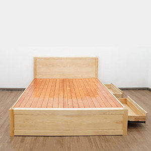 Base de Cama de Roble Macizo Tallada a Mano, Estilo Rústico, con Cajones, Capacidad de Carga de 250kg-450kg, Tamaño Queen/King - Product Image 1