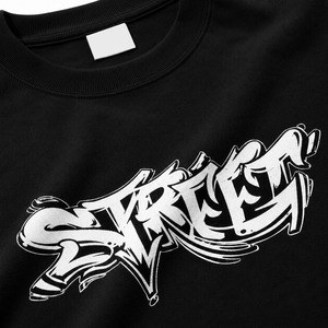 เสื้อยืดโอเวอร์ไซส์ลายกราฟิกสำหรับผู้ชาย ผ้าฝ้ายพรีเมียม สไตล์สตรีทแวร์ เสื้อยืดแฟชั่นลำลองแบบสบายๆ ทรงหลวม สีดำ - Product Image 6