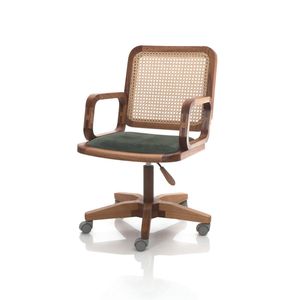 Silla de Oficina Giratoria de Ratán Moderno de Calidad de Exportación, Marco de Madera, Cojín Suave, Hecha a Mano en Indonesia - Product Image 1