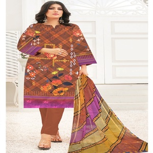 Ensemble Salwar Kameez 3 Pièces Brodé en Coton pour Femme avec Imprimé Numérique pour Mariage/Fête - AF Fashion - Product Image 1