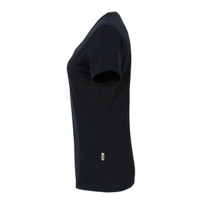 Camiseta de manga corta con cuello en V de algodón puro 100% para mujer, negra - Product Image 2