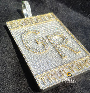 925 Sterling Silver Hip Hop Letter Pendant for <b>Men</b> Iced Out Brilliant Cut Lab Grown Diamonds Rhodium Plated for Party Occasions - Product Image 3