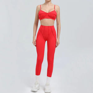 Fabrication en stock Ensembles de yoga pour femmes 2 pièces Outwork Vêtements de sport Tops de yoga à col en V fabriqués par Hanger Impex - Product Image 6