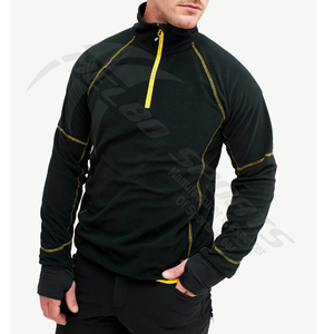Jersey con cremallera de 100% cuartos de manga larga transpirable de algodón 1/4 de rendimiento personalizado para hombre, Top con cremallera para deportes y gimnasio al por mayor - Product Image 1