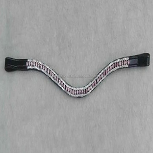Premium 3 rangées Rose Rose Cristaux strass diamante Bling Noir vague cuir cheval front bande haute qualité cheval accessoires - Product Image 3